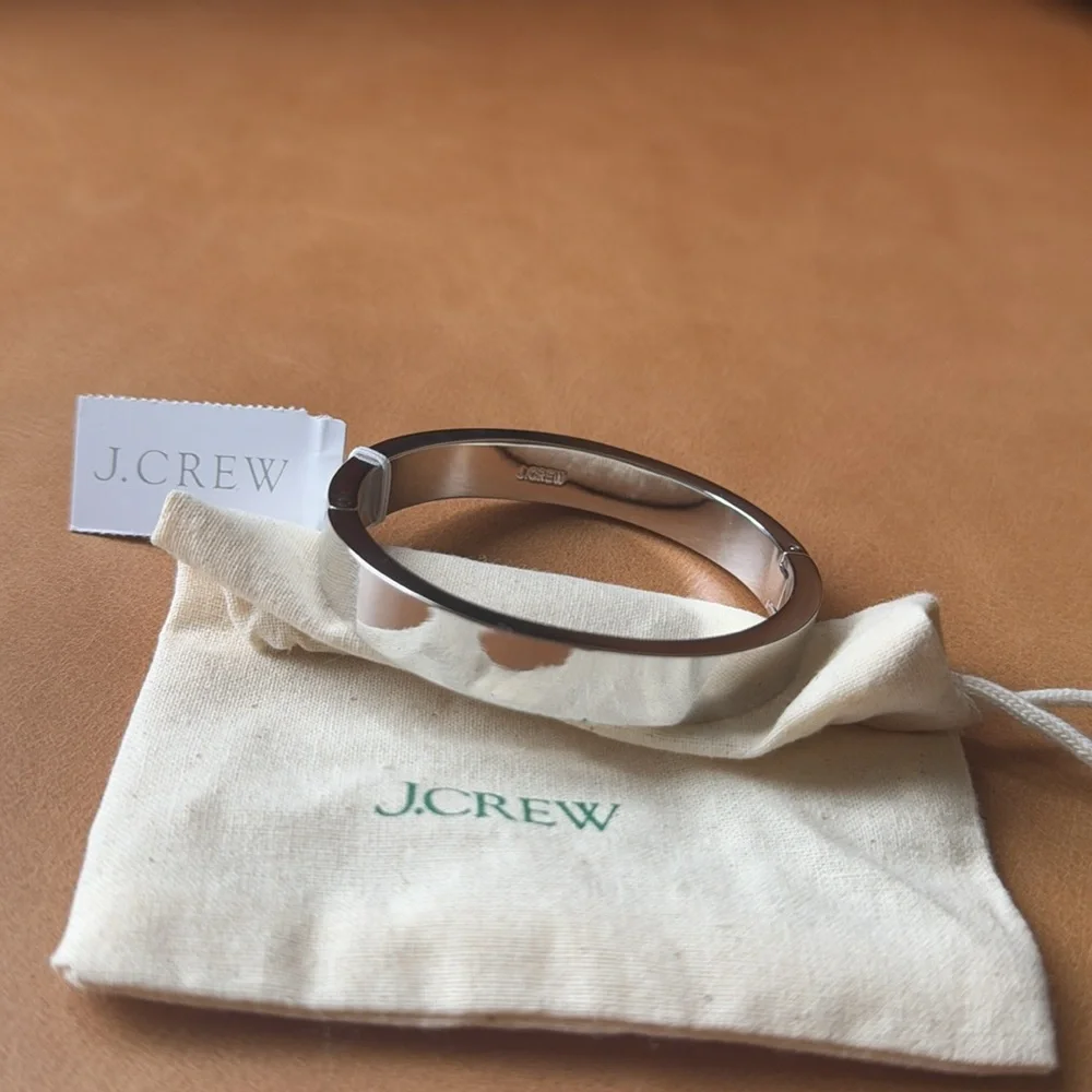 J. Crew Silver Hinge Bangle Bracelet NEW NWT